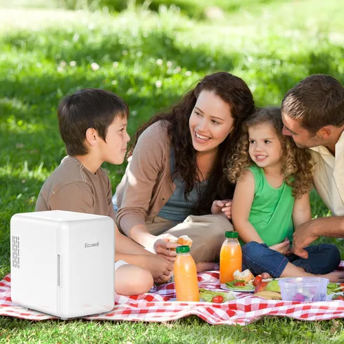Vista 7 de Ecowell WRE100 Mini Dormitorio, Refrigerador para el Cuidado de la Piel de 4L/6 Latas, AC/DC Portátil Compacto Pequeño Refrigerador para Oficina