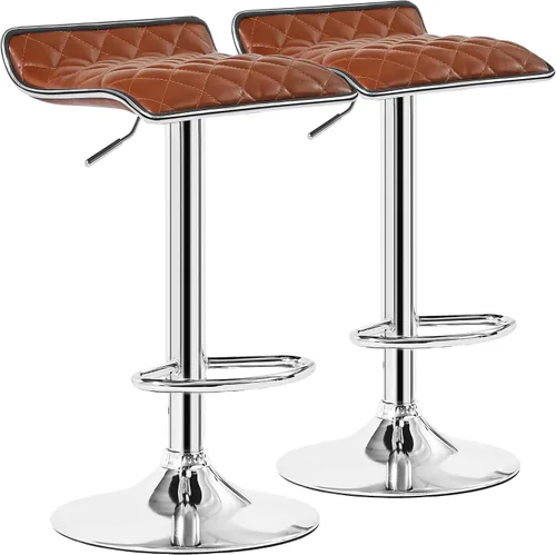 Vista 13 de Juego de 2 taburetes de bar ajustables para encimera de cocina, color marrón