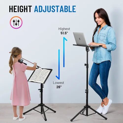Vista 6 de CAHAYA Soporte para Proyector Trípode Ajustable - Estable para Tabletas, Teléfonos, Libros, Altura 26" a 51.5", Soporte Multifuncional para Laptop