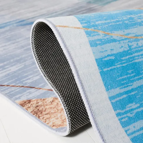 Vista 5 de SAFAVIEH Alfombra lavable Tacoma Collection – 2'6" x 4', azul y dorado, antideslizante y fácil limpieza, ideal para en entrada, puerta principal