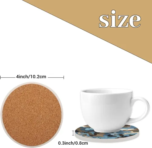 Vista 2 de Coasters for Drinks,Fashionable Camouflage Absorbent Cork Coasters Military Print Set Coasters Reusable Coasters for Home Office Coffee Bar