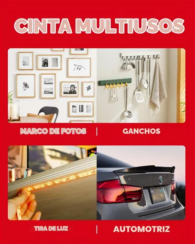 Vista 6 de HitLights Cinta de doble cara resistente, 1/2 pulgada x 50 pies, cinta adhesiva de montaje impermeable, fuerte cinta de espuma de doble adherencia