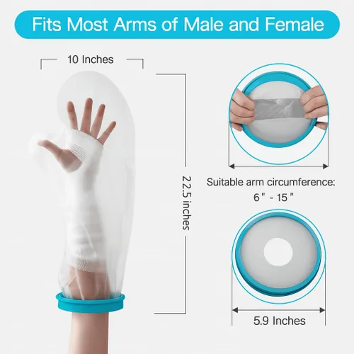 Vista 6 de Fundas de fundición impermeables para brazo de ducha, fundas reutilizables para adultos para bolsa de ducha, brazos, manos, codo, muñeca, dedo