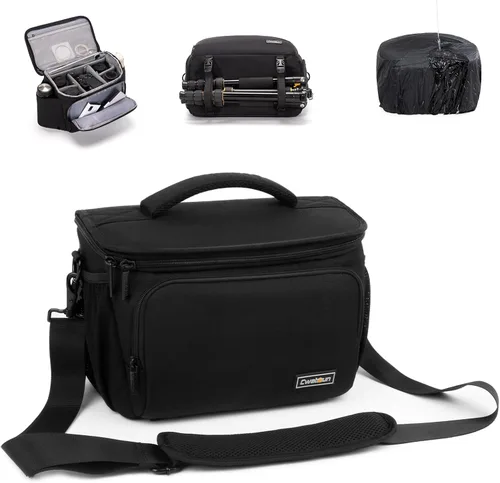 Vista 10 de Cwatcun Bolso bandolera para cámara pequeña, bolsa bandolera para cámara, impermeable, para fotografía de viaje, para Canon, Nikon, Sony, Fuji