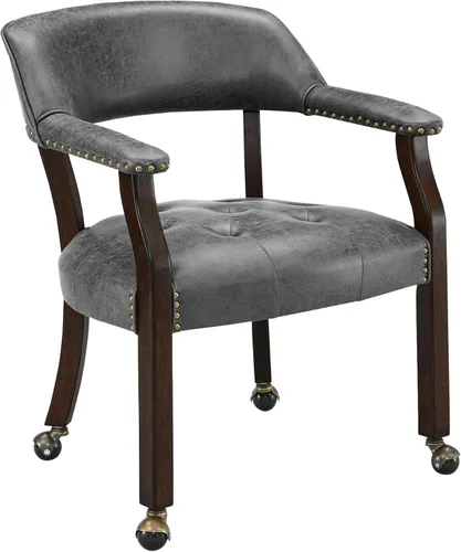 Vista 16 de LEEMTORIG Sillas de comedor con ruedas y brazos, Sillas de comedor con ruedas, Sillas de mesa de póker, Sillas de madera maciza Boss Caption's Patas
