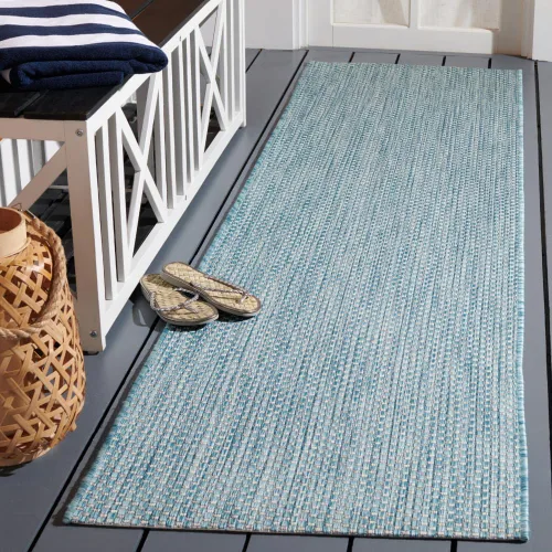 Vista 85 de SAFAVIEH Alfombra Lavable para Exteriores Colección Courtyard - 2'3" x 5', Azul Aqua y Gris, No Desprende Pelusa y Fácil Limpieza, Ideal para Patio