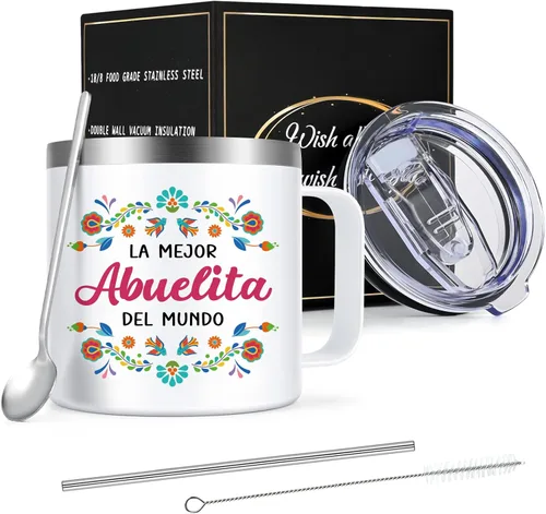 Vista 7 de Qtencas Regalos de Abuela, regalos para abuela, La Mejor Abuelita Del Mundo Taza de café aislada de 14 onzas, regalo de Abuelita en español