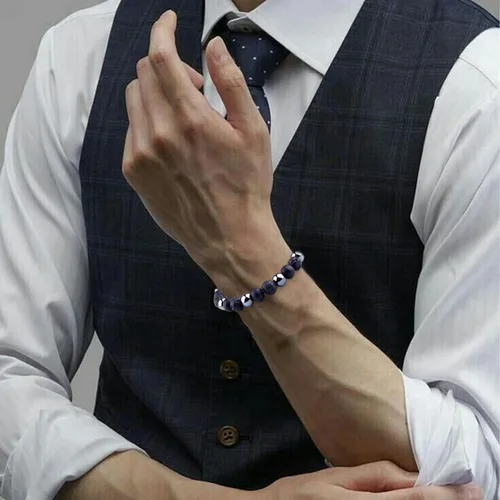 Vista 4 de Pulsera de triple protección para traer suerte y prosperidad hematita negra obsidiana ojo de tigre, pulsera Fengshui para mujeres y hombres