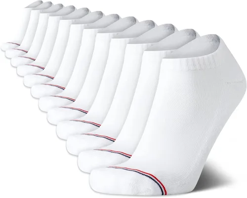 Vista 15 de Tommy Hilfiger Calcetines de corte bajo para hombre, paquete de 12 calcetines deportivos para correr que absorben la humedad para hombre