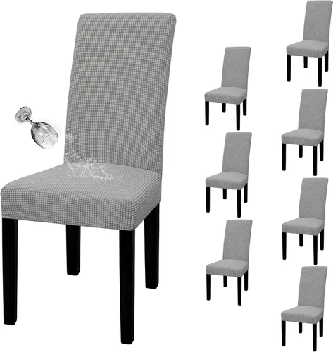 Vista 31 de Easy-Going - Juego de 2 fundas para sillas de comedor 100% impermeables, de tela Jacquard elástica, fundas protectoras removibles y lavables