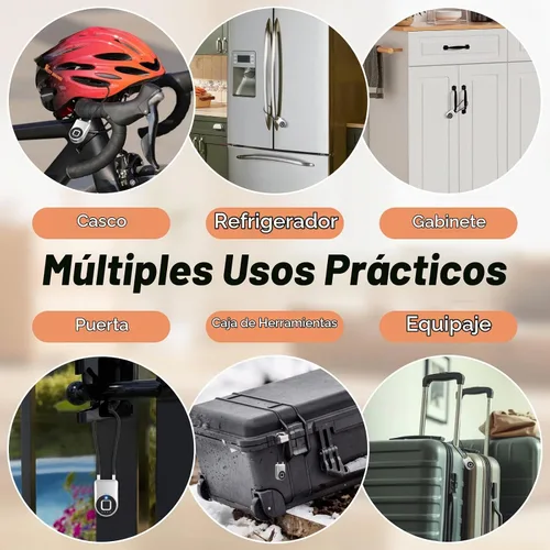 Vista 3 de eLinkSmart - Cerradura de cable de huellas dactilares, cerraduras para nevera con control de aplicación Bluetooth, candado inteligente biométrico
