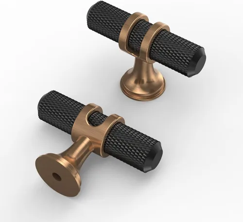 Vista 50 de Asidrama - Paquete de 10 manijas para gabinete de cocina de 3 pulgadas (76mm) de color negro mate y bronce champán, tiradores para gabinete