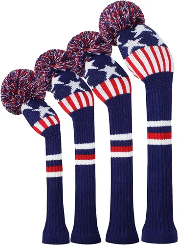 Vista 9 de Scott Edward Knit Wood Golf Club Head Covers 4 Pieces Knitted Item Fit Over Well Driver Wood(460cc) Fairway Wood and Hybrid(UT)