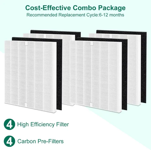 Vista 6 de AP-1512HH Filtro de repuesto compatible con Coway Airmega AP-1512HH y Airmega 200M Air Puri-Fier, AP-1512HH-FP, AP-1518R, AP-1519P, 4 filtros, 4