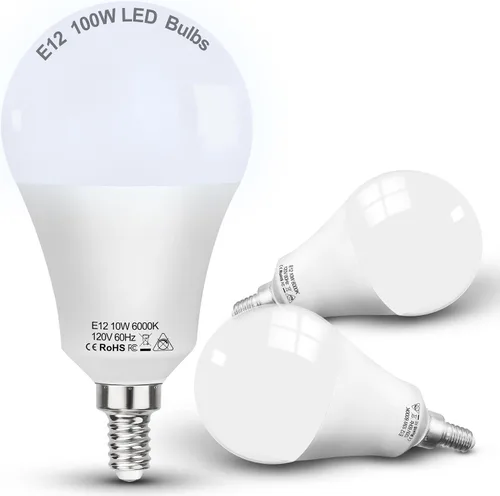 Vista 19 de ALIDE Bombillas LED E12 equivalentes a 40 vatios, 2700 K blanco cálido, bombilla LED E12 T6 C7 de 4 W para ventilador de techo, lámpara colgante