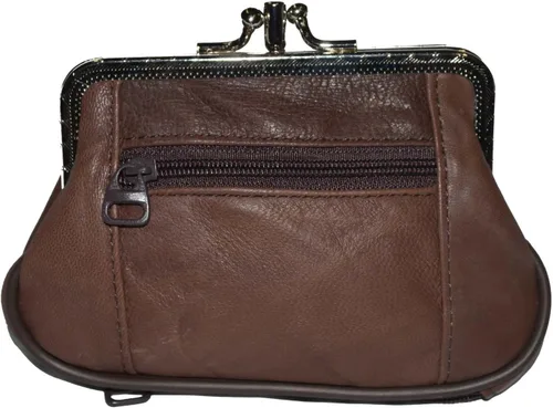 Vista 16 de Leatherboss - Cartera de piel auténtica con doble marco y bolsillo con cremallera
