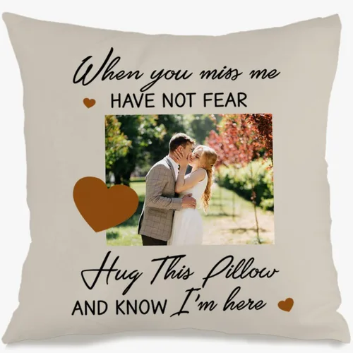 Vista 15 de Single Photo Custom Pillow Cover with Personalized Text Turning Your Memory into a Beautiful Throw Pillow and Making it a Touching Gift Choice for