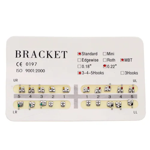 Vista 2 de Dientes Modelo Llaves, Soportes Typodont, ranuras .022 3-4-5 con ganchos 200pcs (MBT, Estándar)