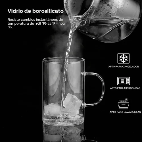 Vista 4 de ecooe - Juego de 4 tazas de café de vidrio borosilicato de 16 onzas con Transparente