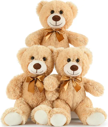 Vista 8 de MaoGoLan - Osos de peluche, paquete de 3 osos de peluche, regalo de cumpleaños o centro de mesa para niñas, 13.5 pulgadas