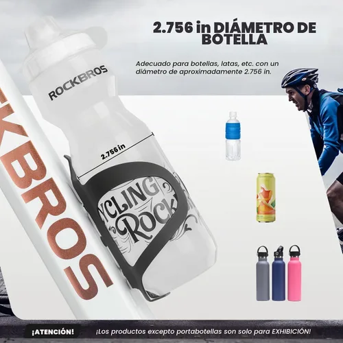 Vista 3 de ROCKBROS Portabidón para botella de agua para bicicleta, color negro