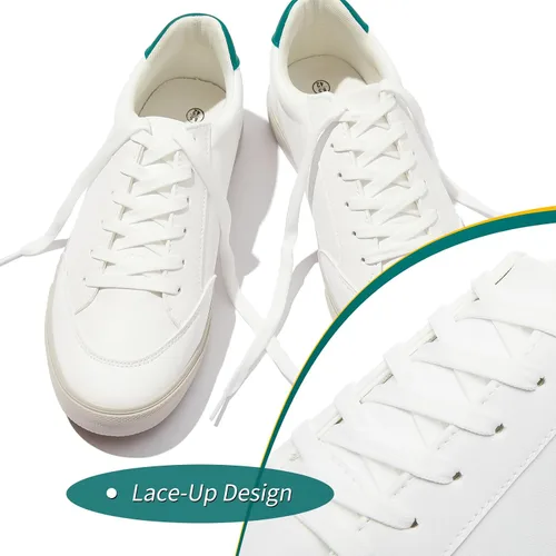 Vista 4 de Zapatillas blancas para hombre, zapatos casuales simples de cuero, zapatillas de deporte de moda para hombres, zapatillas clásicas bajas