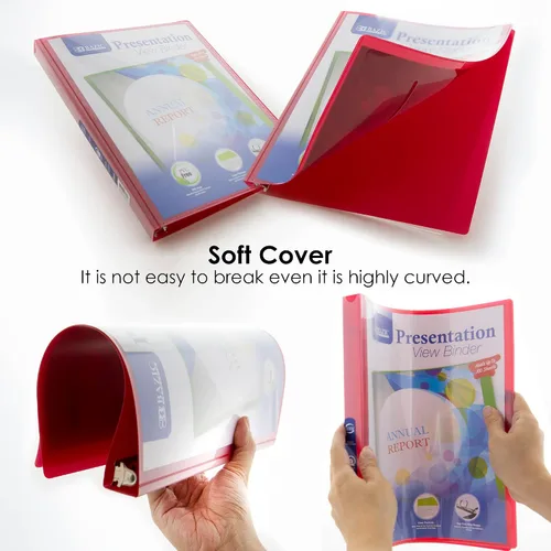 Vista 4 de BAZIC Products Carpeta de 3 anillos de 1/2 pulgada de colores surtidos, 1 bolsillo, capacidad de 100 hojas, para escuela, oficina, hogar, juego de 6