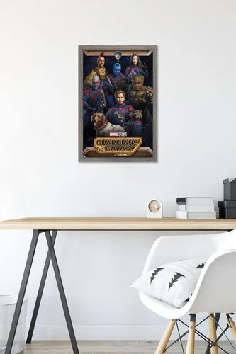 Vista 6 de Marvel Guardians of the Galaxy Vol 3 - Póster de pared grupal, 22.4 pulgadas de largo x 14.7 pulgadas de ancho, versión enmarcada de madera