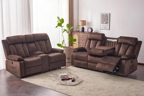Vista 12 de Sofá reclinable de terciopelo, sofá biplaza reclinable doble con calor y masaje, sofá reclinable de pared con USB y tipo C, sofá reclinable