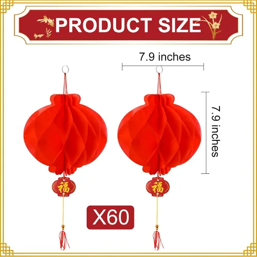 Vista 2 de 60 linternas chinas rojas para decoración de Año Nuevo, festival de primavera, boda, restaurante