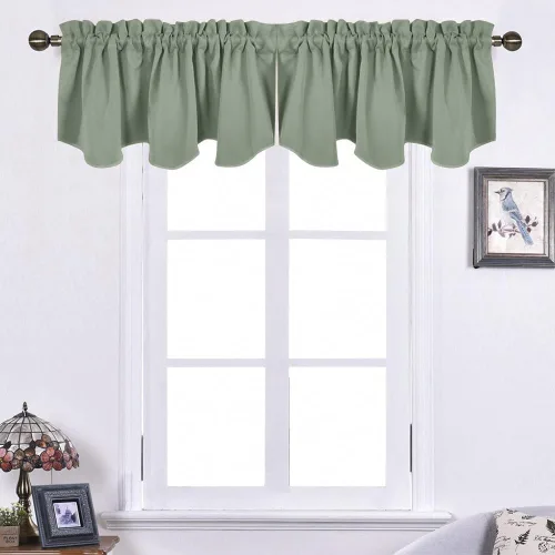 Vista 46 de NICETOWN - Cortinas con valances azul piedra para ventana de sala de estar, dormitorio, baño, 2 paneles estilo granja rústico para comedor, cortinas