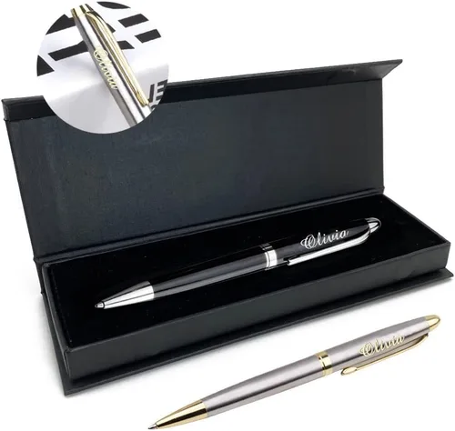 Vista 8 de EDSG Bolígrafos personalizados para hombres y mujeres, regalo personalizado, bolígrafos grabados para él, marido, papá, abuelo, bolígrafo Negro