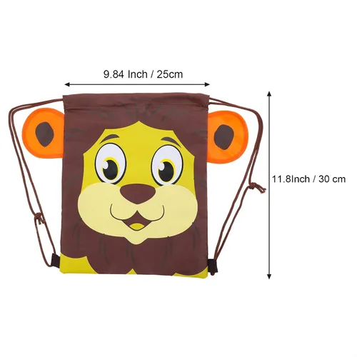 Vista 2 de 10 bolsas de regalo de fiesta de zoológico de safari de la selva, bolsas de regalo con cordón para las orejas y la cola de animales, bolsas