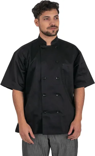 Vista 7 de Abrigo de chef bordado personalizado Chaqueta de chef personalizada, Negro