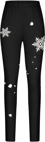 Vista 4 de Comigeewa Leggings Mujer Navidad Cintura alta Pantalones elásticos térmicos elásticos Estampado Pantalones Cintura elástica