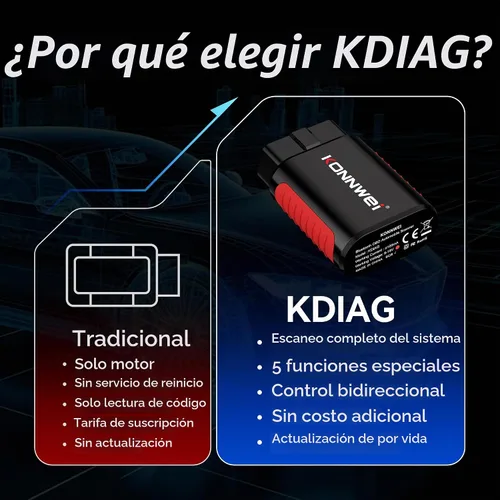 Vista 5 de KONNWEI Escáner OBD2 Bluetooth – Herramienta de diagnóstico de sistema completo con control bidireccional, restablecimiento de aceite/EPB/DPF/BMS