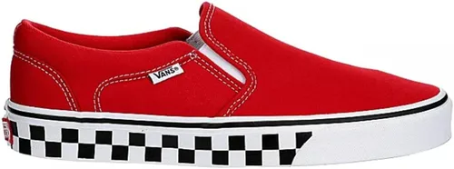 Vista 2 de Vans Asher - Tenis unisex de lona de plataforma baja sin cordones Checker Sidewall Racing Road