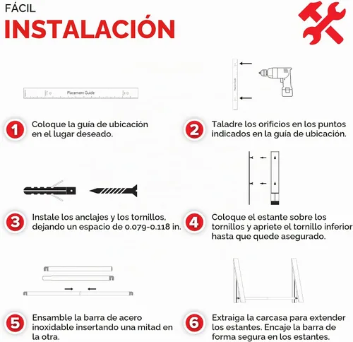Vista 4 de Doble Perchero Plegable para Ropa con Barra Extensible, Perchero de Ropa Retráctil Montado en Pared para Secador de Ropa, Percha de Secado Colgante