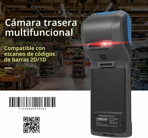 Vista 4 de Bisofice PDA portátil 4G POS Android 13.0 impresora de recibos 2GB+16GB, cámara 5M, escáner de código de barras 1D 2D, conexión de red completa