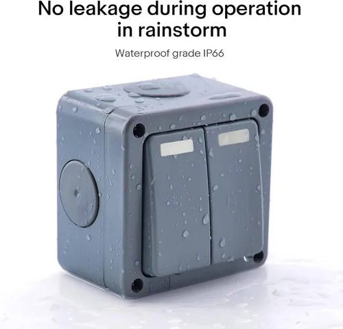 Vista 5 de NineLeaf 1PK IP66 Interruptor impermeable, SPDT Interruptor de tiro doble de un solo polo, interruptor de luz dual de 2 vías para jardín al aire