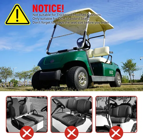 Vista 5 de Fundas de asiento delantero y trasero para carrito de golf para Yamaha G2 G8 G9 G11 G14 G16 G19 G20 G21 G22, tela de poliéster duradera, fundas