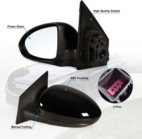 Vista 2 de Espejo lateral izquierdo del conductor compatible con Chevy Cruze Sedan/Hatchback 2011-2015 con cristal eléctrico sin calefacción, sin señal