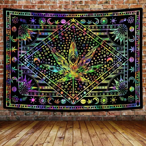 Vista 14 de JAWO Tapices alienígenas geniales, tapiz mágico psicodélico de hongos psicodélicos OVNI para colgar en la pared, decoración del hogar