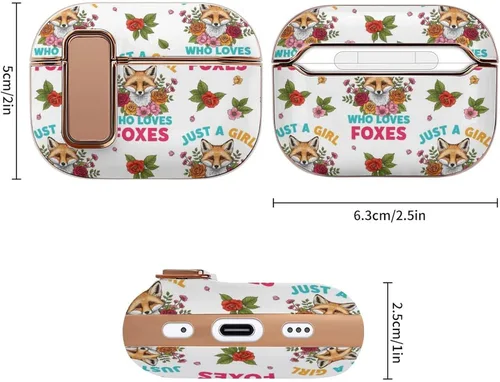 Vista 2 de Fashion Case Cover Compatible with Airpods Pro 2 Case for Men Women Just A Girl Who Loves Foxes, Shockproof and Smooth, with Lock