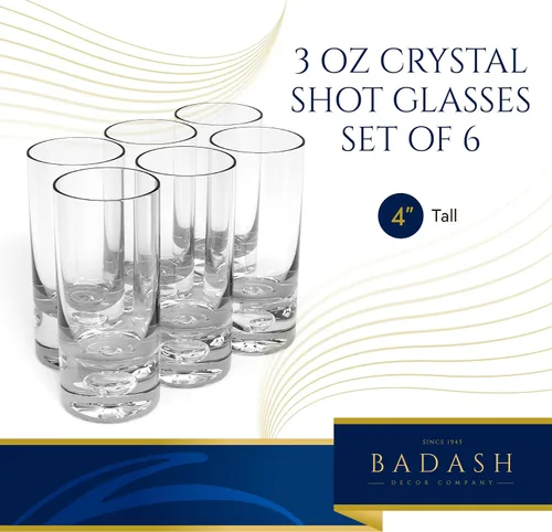 Vista 4 de Badash Galaxy Crystal - Juego de 6 vasos de cristal sin plomo de 4 pulgadas de alto, 3 onzas Lead-Free Crystal Shot Glass Set for Vodka, Whiskey