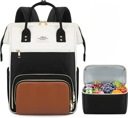 Vista 10 de ETRONIK Mochila de almuerzo para mujer, mochila para laptop de 15.6 pulgadas con puerto USB, mochila de trabajo para profesores y enfermeras