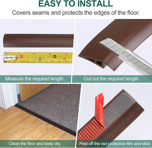 Vista 5 de uxcell Tira de transición de suelo autoadhesiva, alfombra de PVC de 2.75 pulgadas de ancho a azulejos, tira de transición para bordes laminados