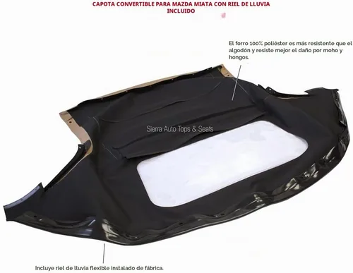 Vista 8 de Repuesto de techo de convertible completo de vinilo para Mazda Miata Cabriolet 1990-2005 con ventana de plástico transparente y protección contra