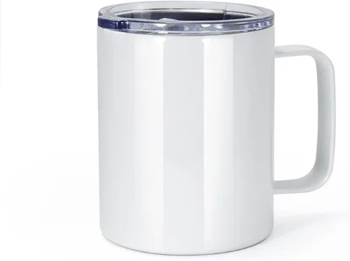 Vista 8 de AGH Taza de café de sublimación de 12 onzas con asa, paquete de 25 vasos de sublimación de acero inoxidable con asa, taza aislada al vacío con tapas