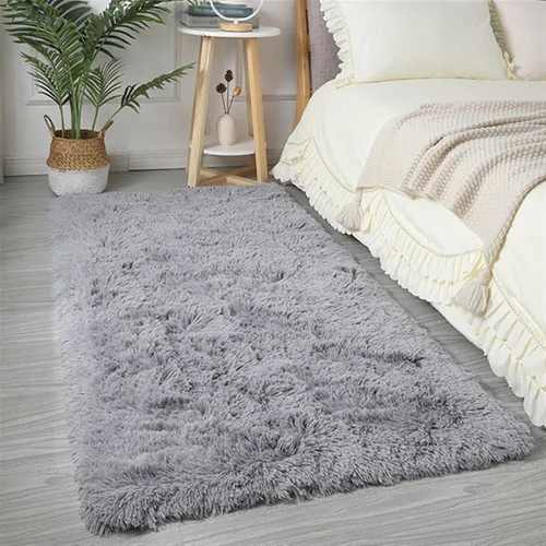 Vista 2 de GIBZ Alfombra rectangular de pelo largo de piel para interiores, antideslizante, suave, para dormitorio, sala de estar, lavable, color azul, 2